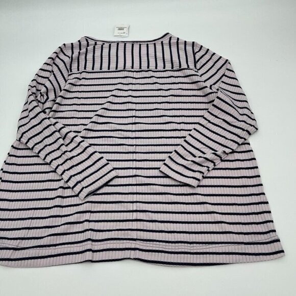 Jessica Simpson Womens Blouse 1X Purple Black Striped V Neck Casual Plus Size - Picture 3 of 10